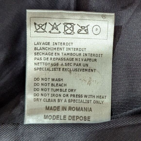 Maje Leather Collar Trim Coat Women's S EU 36 Wool & Calf Skin in Navy & Black - Picture 12 of 12